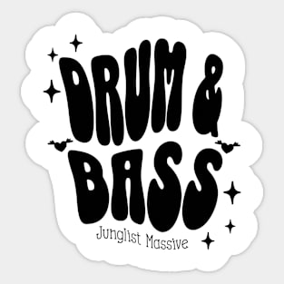 DRUM AND BASS  - Y2K Warped Text (Black) Sticker